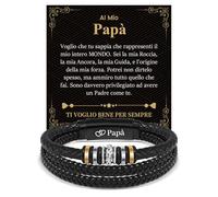 Cheerslife Bracciale Uomo in Pelle Regalo Uomo Figlio Fratello | Idee Regalo Natale Compleanno Anniversario Matrimonio Laurea Scuola A Mio Figlio Regali per Lui Natale
