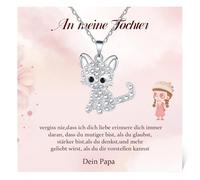 CheersLife Gatto Collana Per Mia Figlia Tuo Padre Pietra Zircone Cubica Carino Ciondolo Gatto Per Ragazze Collana Gatto Donna Miglior Compleanno Regalo Per Donne Ragazza Regali Gioielli Mamma E Me(DE)