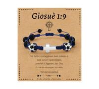 Cheerslife Regali Comunione Maschio Bracciale Calcio 3D Pietra Naturale