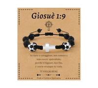 Cheerslife Regali Comunione Maschio Bracciale Calcio 3D Pietra Naturale