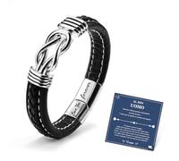 CheersLife Regali San Valentino Per Lui Bracciale Uomo Pelle Bracciali Uomo Idee Regalo Uomo Regalo Marito Natale Al Mio Uomo Ti Amo Per Sempre Nodo Infinito Braccialetto Uomo Compleanno