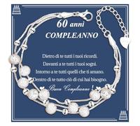 Cheerslife Regalo Donna Compleanno, Bracciale Donna Argento, 60 Anni Nonna