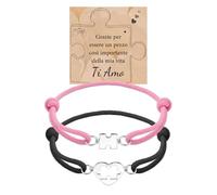 Cheerslife Regalo Fidanzato,Bracciale Coppia Lui e Lei,Regalo Anniversario per Lui,Regali di Coppia per San Valentino - Bracciali Coppia Fidanzati Regali Natale Fidanzato Fidanzata Marito Moglie Rosa