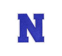 CheersLife Toppe adesive in ciniglia da 11,4 cm con lettere ricamate, termoadesive per abbigliamento, magliette, giacche, zaini, jeans, cappelli, Varsity (blu, N)