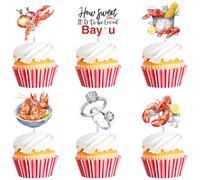 Cheerupp 36 pezzi Quanto è carino essere amati Bayou Cupcake Toppers, Crawfish Boil Cupcake Insert, decorazione per cupcake Crayfish Food Theme Cupcake Picks per Bridal Shower