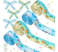 Cheerupp 4 rotoli di nastro di raso a tema surf, 20 yards nastro di raso artigianale per ghirlanda di capelli arco avvolgendo confezione regalo, estate spiaggia sposata nastro partito decorazione