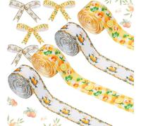 Cheerupp 4 rouleaux de petits rubans à thème mignon, ruban artisanal de 20 yards pour guirlande, enveloppement d'Arc de cheveux, emballage cadeau, ruban de satin orange citrus décoration accessoires