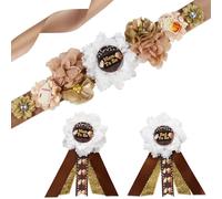 Cheerupp Boccale da birra per rivelare il sesso maternità, cintura per la pancia nera dorata per baby shower e spille per corsetto mamma futura papà, annuncio di gravidanza per neo genitori, accessori