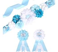 Cheerupp Cloud Baby Shower Kit maternità fascia - Nuvola tema Baby Shower Belly Belt e Mom to Be & Dad to Be Corsage Pins Neonati Genitori Gravidanza Photo Props Party Supplies