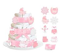Cheerupp inverno rosa fiocco di neve strato torta decorazione kit per il bambino doccia fiocco di neve Pattern nastro raso 5 cantieri bambino fuori freddo mappa sesso rivelare festa decorazione