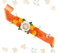 Cheerupp Little Cutie - Fascia con fiori arancioni, realizzata a mano, per baby shower, decorazione per feste, regali per neo genitori, accessori per feste di gravidanza