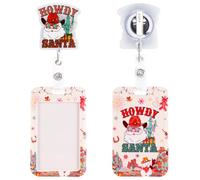 Cheerupp Natale WESTERN COWBOY ID badge Holder & estensibile badge scroller con clip per lui e lei howdy Santa Natale acrilico distintivo protettivo con coccodrillo clip per gli impiegati
