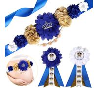 Cheerupp Prince Baby Shower - Kit per maternità, con cintura per la pancia e spilla per mamma e futuro papà, accessori per foto in gravidanza