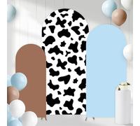 Cheerupp Set di 3 coperture per sfondo ad arco da cowboy, elasticizzate, con stampa di mucche, decorazione per compleanni, baby shower, cerimonie e feste (1,2 m, 1,5 m, 1,8 m)