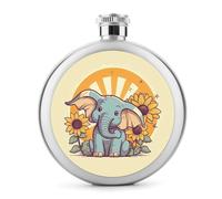Cheery Elephant - Fiaschetta rotonda da 141,7 g, a prova di perdite, in acciaio inox, portatile, bottiglia di vino o liquore, simpatica fiaschetta per whisky, per uomo e donna, idea regalo