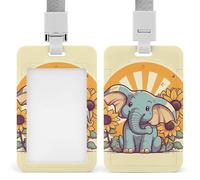 Cheery - Porta badge identificativo a forma di elefante, con cordino staccabile, in plastica, impermeabile, per lavoro, ufficio, insegnante, infermiera, dottore