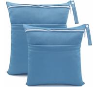 CHEESANHERR Borsa per Pannolini Lavabile, 2 Pcs Wetbags, Borsetta Porta Organizzatori Impermeabile Riutilizzabile, Neonato Sacchetto del Pannolino con Doppia Cerniera Viaggi Gym (Blu)