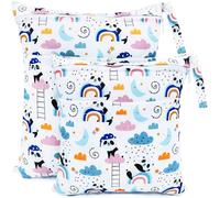 CHEESANHERR Borsa per Pannolini Lavabile, 2 Pcs Wetbags, Borsetta Porta Organizzatori Impermeabile Riutilizzabile, Neonato Sacchetto del Pannolino con Doppia Cerniera Viaggi Gym (Panda Bianco)