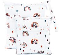 CHEESANHERR Borsa per Pannolini Lavabile, 2 Pcs Wetbags, Borsetta Porta Organizzatori Impermeabile Riutilizzabile, Neonato Sacchetto del Pannolino con Doppia Cerniera Viaggi Gym (Arcobaleno Bianco)