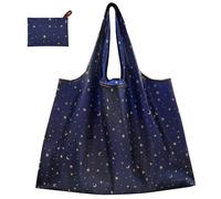 CHEESANHERR Borsa Spesa Pieghevole, Borse Spesa Riutilizzabili Grandi, Tote Bag Sacchetti per la Spesa Tessuto, Borsa Shopper Donna Uomo, Shopping Bag Grande 53 X 66 cm (Stelle Nere)