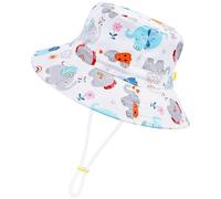 CHEESANHERR Cappello da Sole Bambino Regolabile, Berretto Pescatore Bambina Cotone, Cappelli da Spiaggia Neonato Estivo, Bucket Hat Kids Fisherman Sun Hat 2 a 8 Anni (Elefante Bianco)