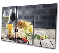 Cheese Board Grapes Wine Food Kitchen TREBLE TELA parete arte foto stampa
