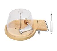 Cheese Curler Rust Proof Cheese Flaker, Stainless Steel Cheese Curler Wheel with Lid & Punch Tool for Cheese Wheels up to 6 Inches, Wood Base for Revealing Rich Flavor (Multifunctional model)