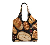 Cheese Sandwich Stampa Canvas Tote Bag Borsa a Spalla Borsa Grande Capacità Shopping Bag, Nero , Taglia unica