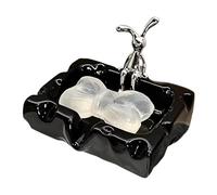 Cheese Shaped Ceramic Soap Dish - Creative Bathroom Soap Holder | Drainage Design Keeps Bars Dry Decorative Countertop Accessory For Home Washroom Storage
