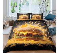 cheeseburger explosionSet Di Copripiumino morbida microfibra 3 Pezzi stampa 3D con cerniera food photography copripiumino incluso federe aiosa ultra morbido for ragazze Super king（260x220cm）
