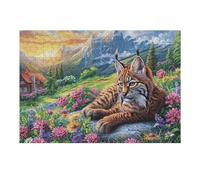 Cheetah Flower Mountain Wildlife Wild Nature Beautiful Majestic Puzzle 300 Pezzi Relax E Intelligenza Familiare Gioco Per Adulti E Ragazzi Rilassamento Pressione Ridotta Idea Regalo Per Figlio 300 P