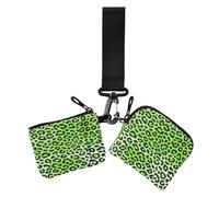 Cheetah Fur Skin Gradient Fluorescent Green Women's Dual Wallets Busniess Card Cases Sottile Piatto Porta Biglietti da Visita con Cinturino da Polso per Lavoro 2 Pz para meter tarjetas de credito