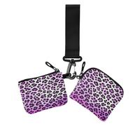 Cheetah Fur Skin Gradient Violet Custodie per carte da donna Supporto per il cambiamento Piccolo staccabile Cerniera Cash Coin Purse con cinturino da polso per le signore 2 confezioni caso para