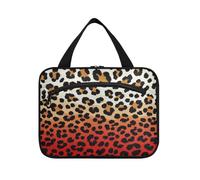 Cheetah Fur Skin Red Brown Gradient Hanging Travel Toiletry Bag per con gancio, Designer Chic Hanging Toiletry Bag per mamma Vacanza bolsos para Hombre L