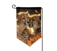 Cheetah Love - Bandiere da giardino verticali su entrambi i lati, 30,5 x 45,7 cm, per primavera, estate, stagione, vacanze, fattoria, cortile, decorazione da appendere all'aperto, taglia unica