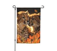 Cheetah Love Garden Flag Double Sided Farmhouse Holiday Yard Flag 30,5 x 45,7 cm banner stagionale all'aperto per primavera estate prato portico decorazione casa piccola bandiera giardino