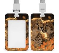 Cheetah Love - Porta badge con cordino, cordino staccabile, protezione verticale per carte d'identità, multiuso, per ufficio, insegnante, infermiera