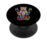 Cheetah Print Stuff Tie Dye segno della pace hippie divertente ghepardo PopSockets PopGrip Adesivo