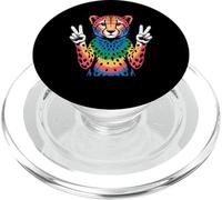 Cheetah Print Stuff Tie Dye segno della pace hippie divertente ghepardo PopSockets PopGrip per MagSafe