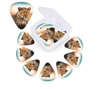 Cheetah Waiting for an Opportunity - Confezione da 12 plettri per chitarra con scatola organizer, 3 diversi spessori, inclusi plettri sottili, medi e pesanti