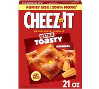 Cheez-It Baked Snack Cheese Crackers, Extra Toasty, Family Size, 21oz Box