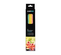 Chef Aid 12 cannucce riutilizzabili in plastica spessa, adatte per bevande calde e fredde, realizzate in plastica resistente e resistente senza BPA, ogni confezione contiene 4 cannucce blu, 4 rosa e 4