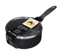 Chef Aid Padella per salse, 20 cm, in alluminio, con coperchio in vetro e manico per mantenere il freddo, ventola di ventilazione integrata, per l'uso su piani cottura elettrici e in ceramica