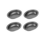 Chef Aid Set di 4 tortiere ovali antiaderenti, ognuna misura 17 cm x 13 cm x 3,7 cm, grigio