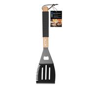 Chef Aid Spatola per barbecue, bordo seghettato per affettare carne, manico gommato per lanciare hamburger e bistecche con facilità, facile da pulire, resistente al calore e durevole, per fiamme