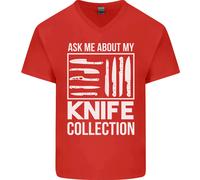 Chef Ask About My Coltello Collezione Divertente Uomo Scollo A V Cotone T-Shirt