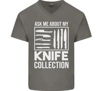 Chef Ask About My Coltello Collezione Divertente Uomo Scollo A V Cotone T-Shirt