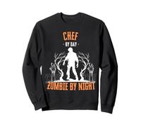 Chef by Day Zombie di Notte Divertente Halloween Creepy Cook Felpa