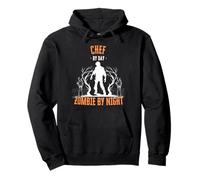 Chef by Day Zombie di Notte Divertente Halloween Creepy Cook Felpa con Cappuccio