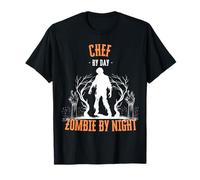 Chef by Day Zombie di Notte Divertente Halloween Creepy Cook Maglietta